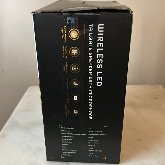 New in box, Wireless LED Tailgate Speaker with Microphone - Picture 5 of 6